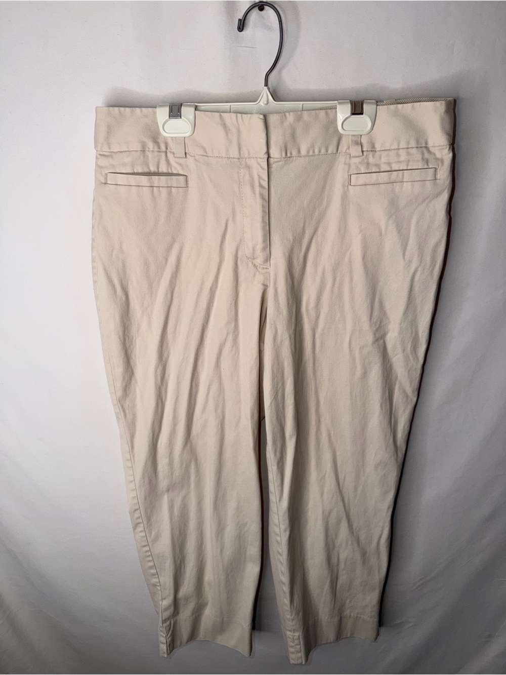 Talbots Petite The Perfect Crop Curvy Cream and Purple Lined Waistband